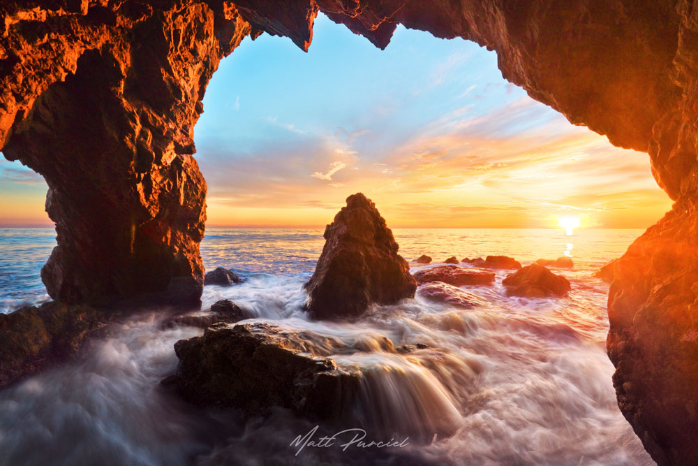 Malibu Beach Photos � Crowded beach with explosive sunset colors