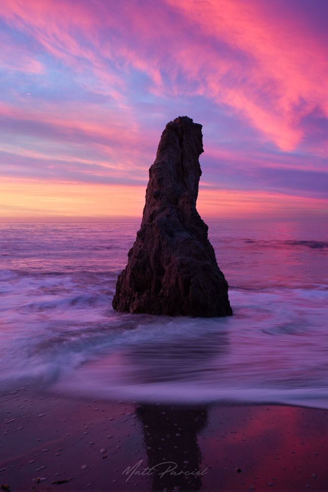 Malibu Photographs � Sea stack and crazy sunrise sky